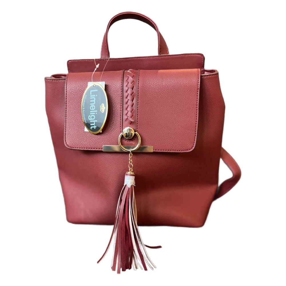Brand New with tags Limelight Burgundy with Adjustable Straps Backpack Purse